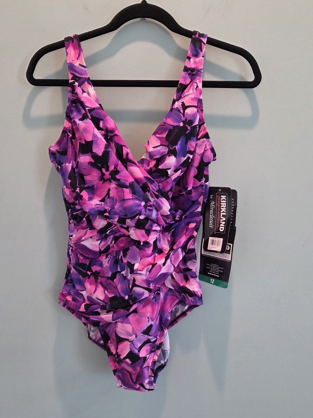 Kirkland Signature Miraclesuit Purple Floral Swimsuit 12 NWT - Picture 2 of 8